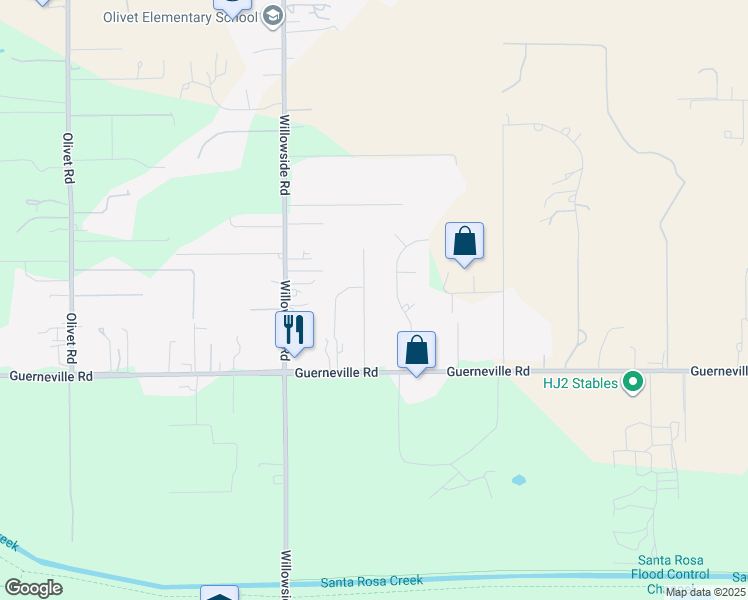 map of restaurants, bars, coffee shops, grocery stores, and more near 1498 Lupine Drive in Santa Rosa