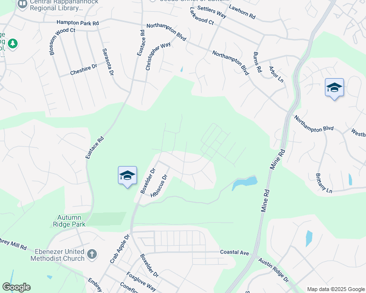 map of restaurants, bars, coffee shops, grocery stores, and more near 52 Spicebush Way in Stafford