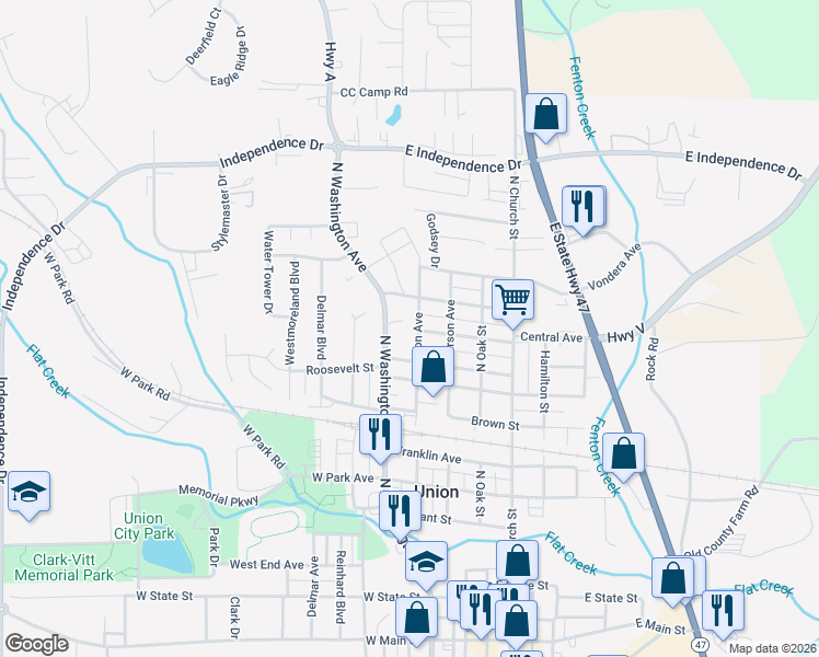 map of restaurants, bars, coffee shops, grocery stores, and more near 1103 Union Avenue in Union