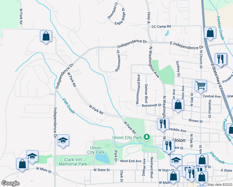 map of restaurants, bars, coffee shops, grocery stores, and more near 7 Potomac Court in Union
