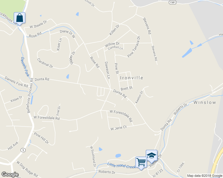 map of restaurants, bars, coffee shops, grocery stores, and more near 1667 Donta Road in Ashland