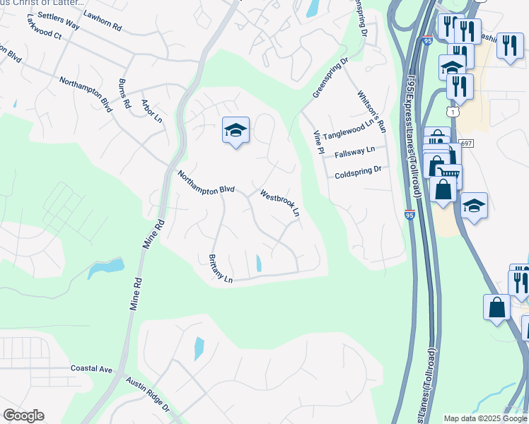 map of restaurants, bars, coffee shops, grocery stores, and more near 11 Hampshire Court in Stafford