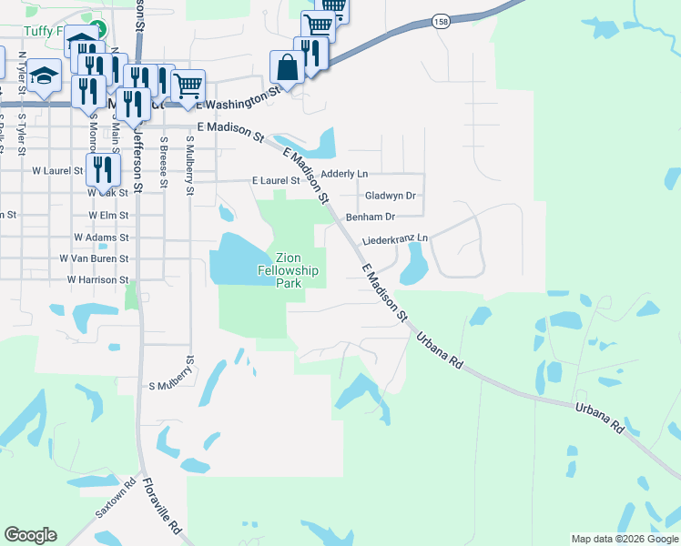 map of restaurants, bars, coffee shops, grocery stores, and more near 29 Kaiserstrasse in Millstadt