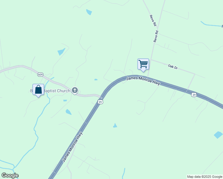 map of restaurants, bars, coffee shops, grocery stores, and more near 6604 James Monroe Highway in Culpeper