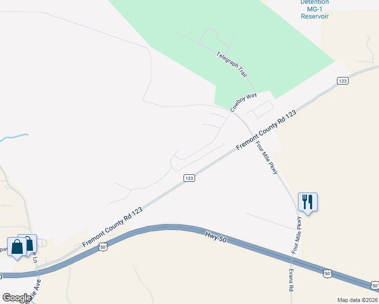 map of restaurants, bars, coffee shops, grocery stores, and more near 615 Cowboy Way in Cañon City