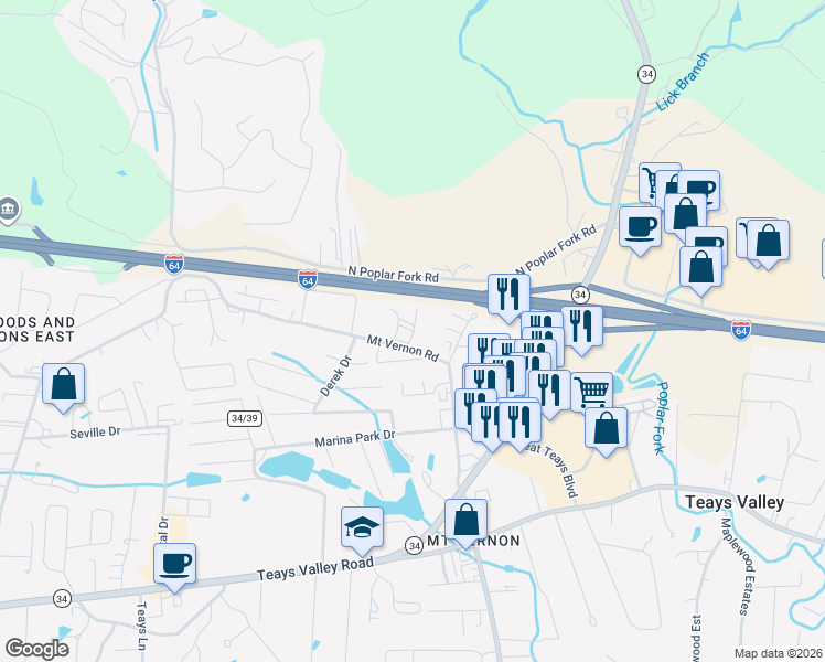 map of restaurants, bars, coffee shops, grocery stores, and more near 51 Broadcast Plaza in Hurricane