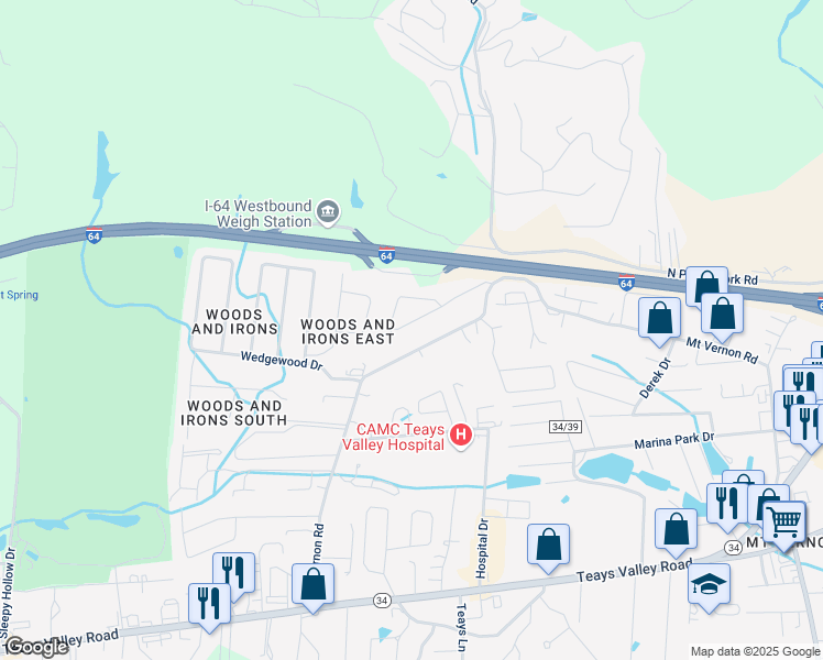 map of restaurants, bars, coffee shops, grocery stores, and more near 201 Glen Oaks in Hurricane