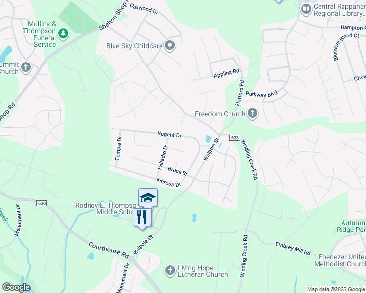 map of restaurants, bars, coffee shops, grocery stores, and more near 9 Cobham Court in Stafford