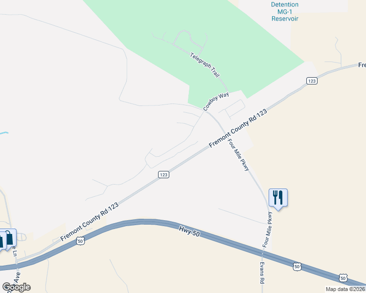 map of restaurants, bars, coffee shops, grocery stores, and more near 625 Cowboy Way in Cañon City