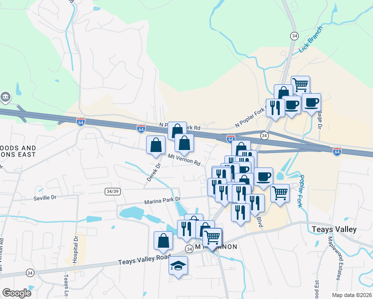 map of restaurants, bars, coffee shops, grocery stores, and more near 51 Broadcast Plaza in Hurricane