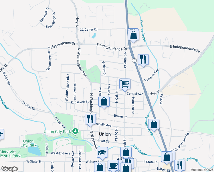 map of restaurants, bars, coffee shops, grocery stores, and more near 112 Grandview Avenue in Union