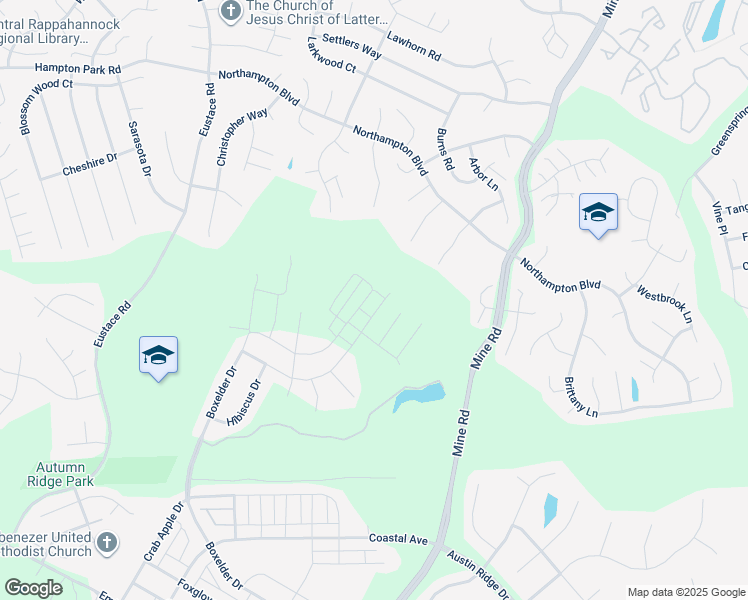 map of restaurants, bars, coffee shops, grocery stores, and more near 30 Hyssop Way in Stafford
