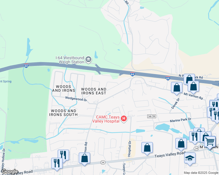 map of restaurants, bars, coffee shops, grocery stores, and more near 201 Glen Oaks in Hurricane