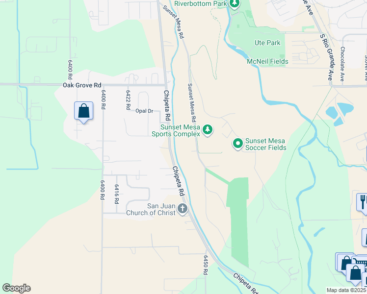 map of restaurants, bars, coffee shops, grocery stores, and more near 16184 Chipeta Road in Montrose