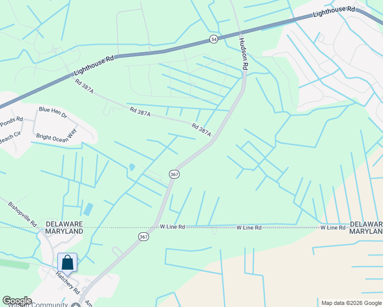 map of restaurants, bars, coffee shops, grocery stores, and more near 37214 Hudson Road in Selbyville