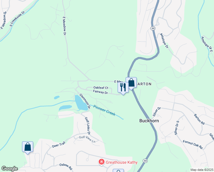 map of restaurants, bars, coffee shops, grocery stores, and more near 26435 Parkwood Drive in Pioneer