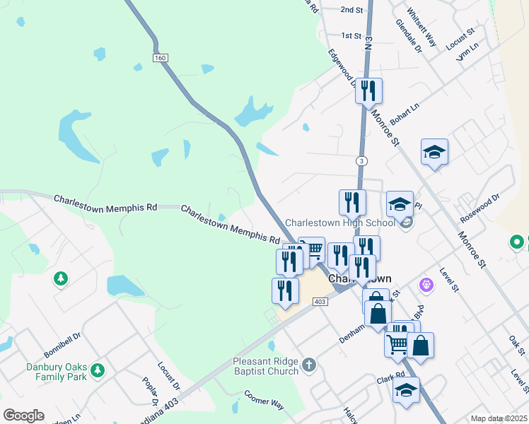 map of restaurants, bars, coffee shops, grocery stores, and more near 317 April Court in Charlestown