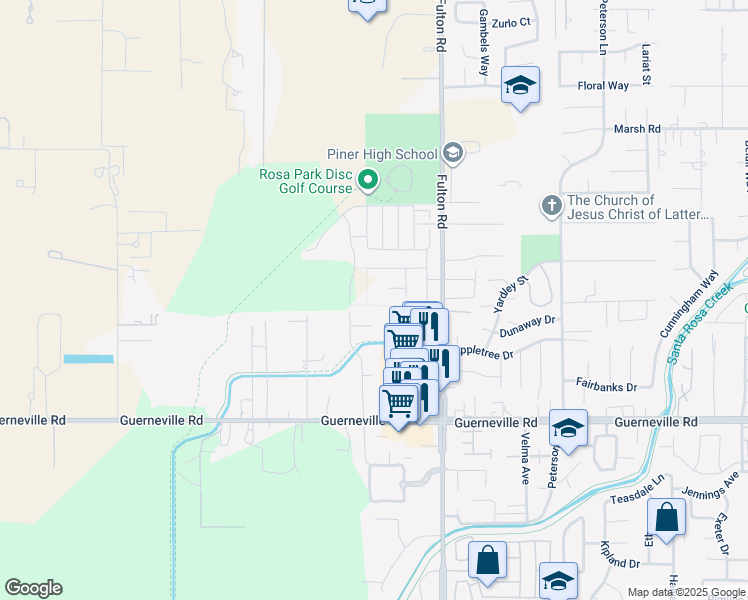 map of restaurants, bars, coffee shops, grocery stores, and more near 1561 Jainine Street in Santa Rosa
