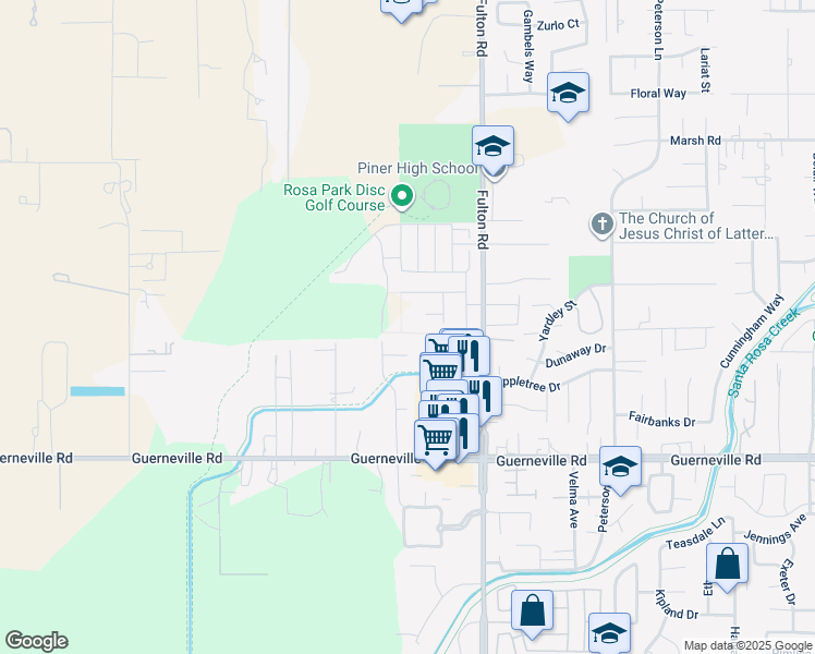 map of restaurants, bars, coffee shops, grocery stores, and more near 1561 Jainine Street in Santa Rosa
