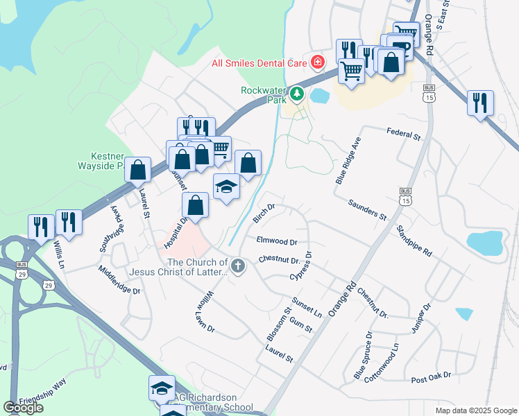 map of restaurants, bars, coffee shops, grocery stores, and more near 1833 Picadilly Circus in Culpeper