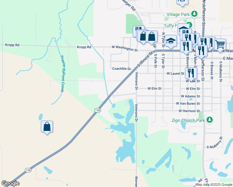 map of restaurants, bars, coffee shops, grocery stores, and more near 849 M and O Station Road in Millstadt