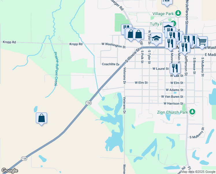 map of restaurants, bars, coffee shops, grocery stores, and more near 849 M and O Station Road in Millstadt