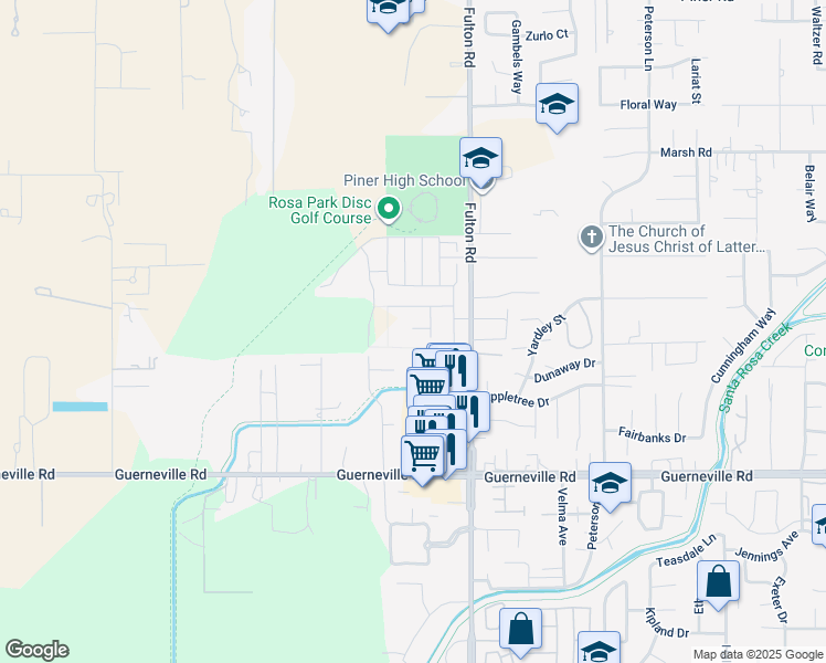 map of restaurants, bars, coffee shops, grocery stores, and more near 1561 Jainine Street in Santa Rosa