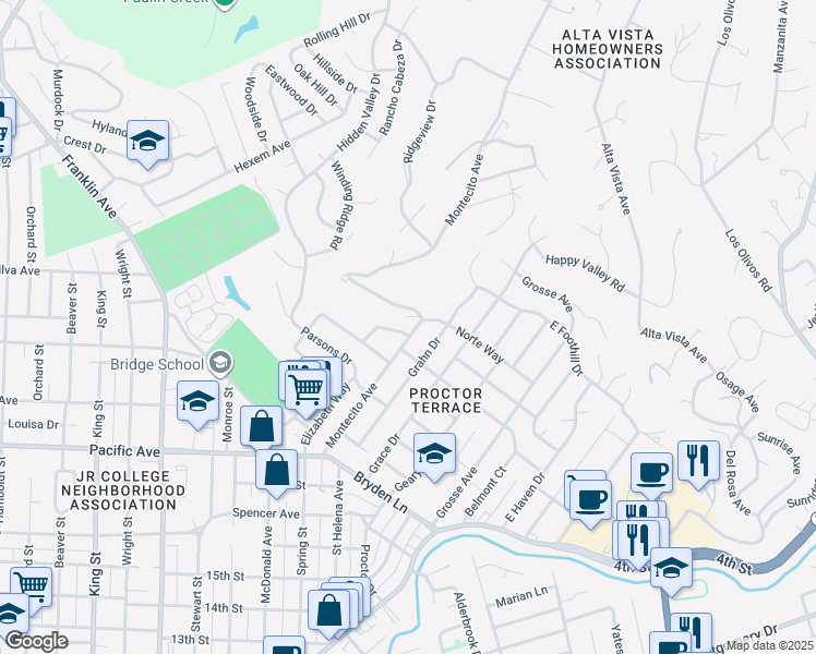 map of restaurants, bars, coffee shops, grocery stores, and more near 1561 Jewell Dr in Santa Rosa