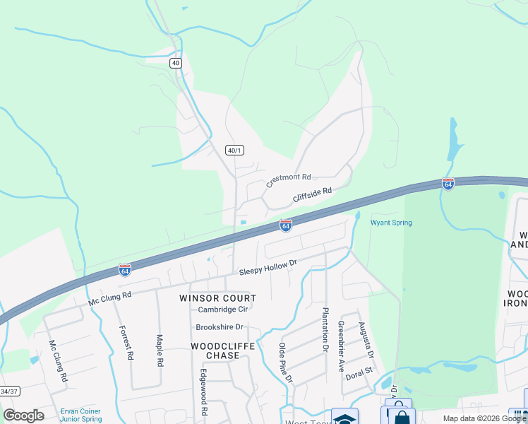 map of restaurants, bars, coffee shops, grocery stores, and more near 3004 Cliffside Road in Hurricane