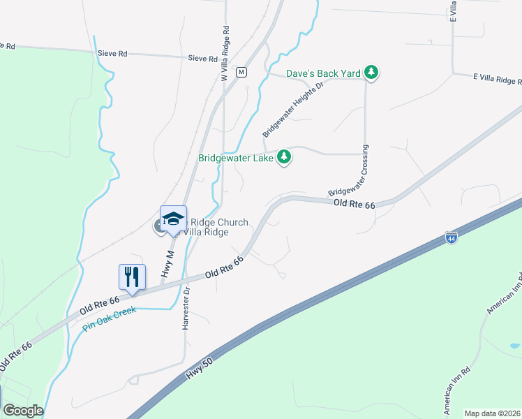 map of restaurants, bars, coffee shops, grocery stores, and more near 633 Bridgewater Lakeview Terrace in Villa Ridge
