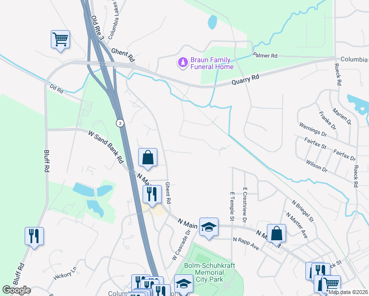 map of restaurants, bars, coffee shops, grocery stores, and more near 12 Christina Ct in Columbia