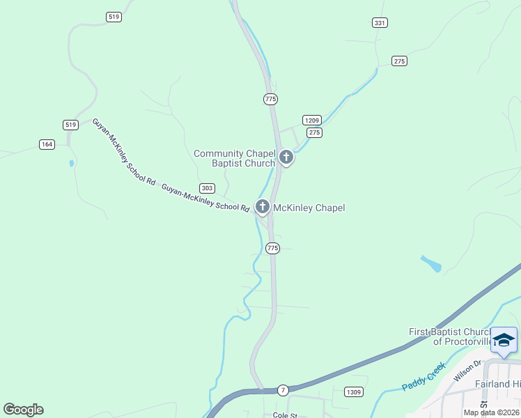 map of restaurants, bars, coffee shops, grocery stores, and more near 1363 Ohio 775 in Proctorville