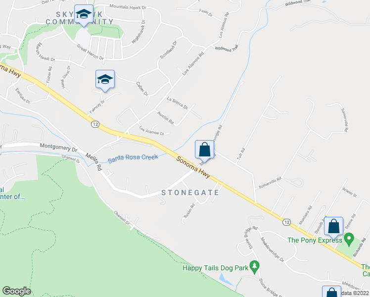 map of restaurants, bars, coffee shops, grocery stores, and more near 5833 Sonoma Highway in Santa Rosa