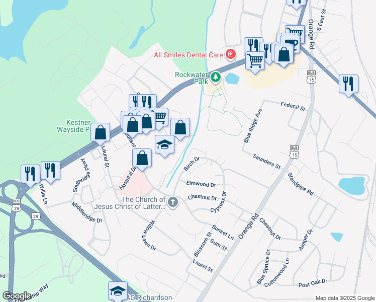 map of restaurants, bars, coffee shops, grocery stores, and more near 1840 Picadilly Circle in Culpeper