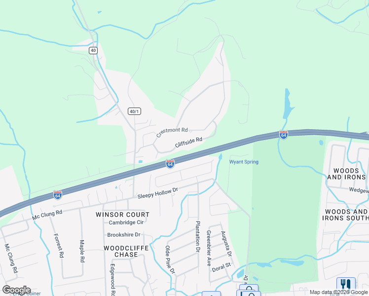 map of restaurants, bars, coffee shops, grocery stores, and more near 182 Cliffside Road in Hurricane
