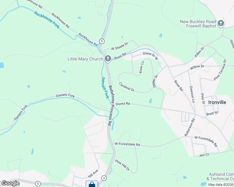 map of restaurants, bars, coffee shops, grocery stores, and more near 2207 Donta Road in Ashland