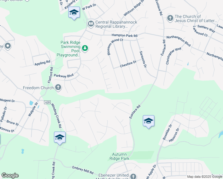 map of restaurants, bars, coffee shops, grocery stores, and more near 6 Tamis Court in Stafford