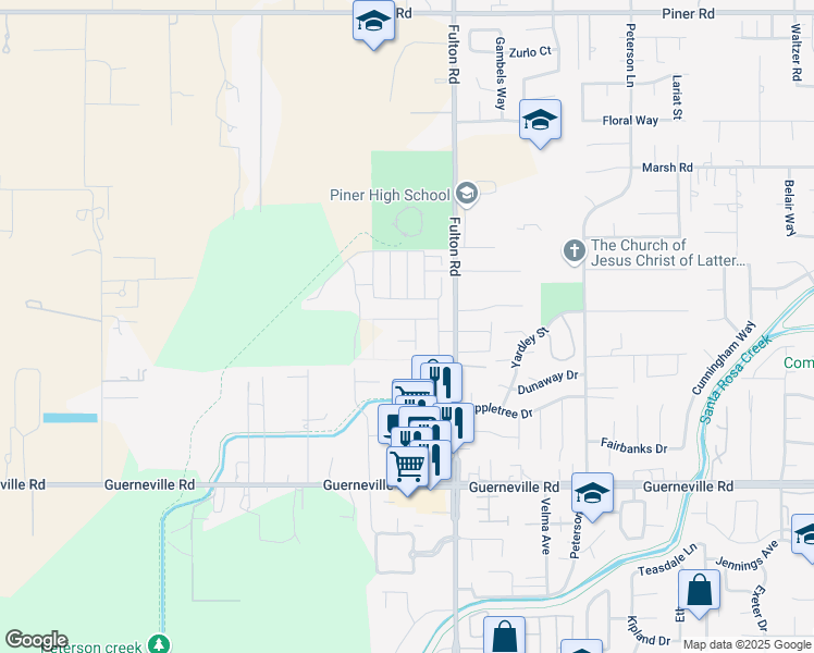 map of restaurants, bars, coffee shops, grocery stores, and more near 2526 Dakota Avenue in Santa Rosa