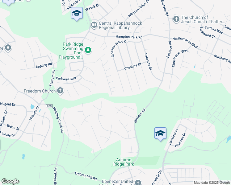 map of restaurants, bars, coffee shops, grocery stores, and more near 6 Tamis Court in Stafford
