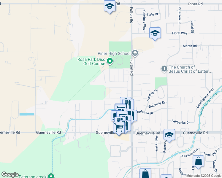 map of restaurants, bars, coffee shops, grocery stores, and more near 1561 Jainine Street in Santa Rosa