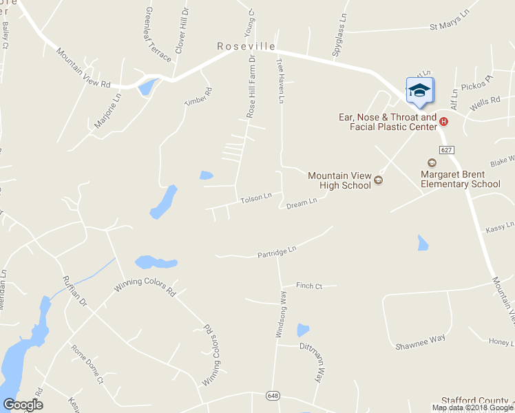 map of restaurants, bars, coffee shops, grocery stores, and more near 15 Tolson Lane in Stafford