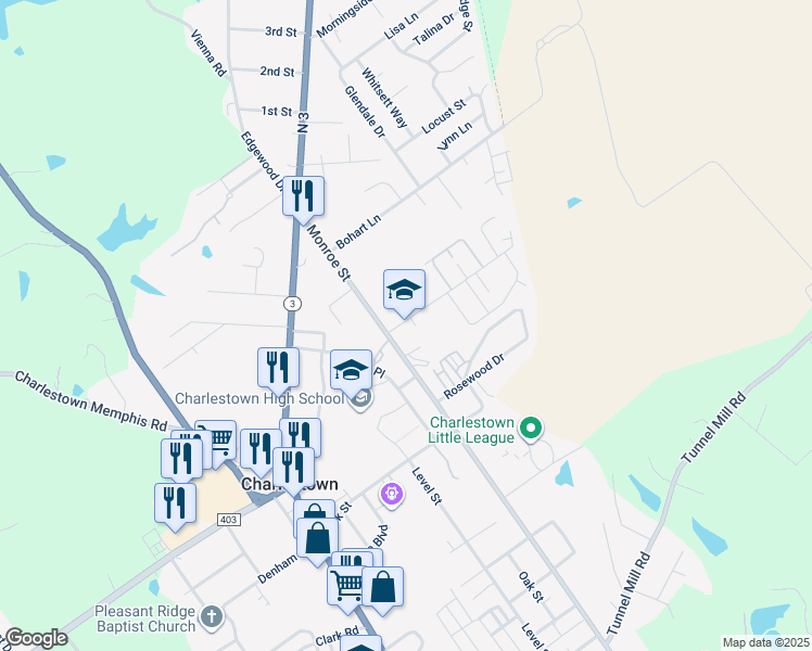 map of restaurants, bars, coffee shops, grocery stores, and more near 26 Fulkerson Drive in Charlestown