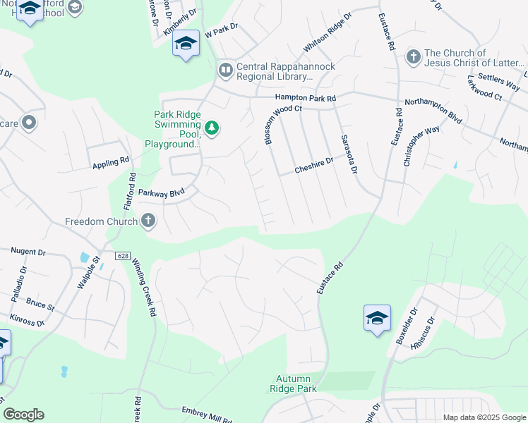 map of restaurants, bars, coffee shops, grocery stores, and more near 1 Carissa Court in Stafford