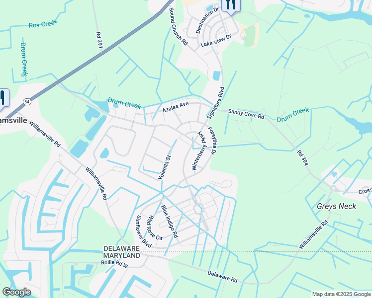 map of restaurants, bars, coffee shops, grocery stores, and more near 11238 Signature Boulevard in Selbyville