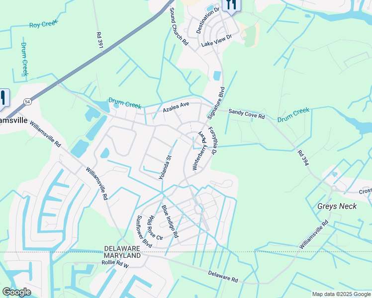 map of restaurants, bars, coffee shops, grocery stores, and more near 11238 Signature Boulevard in Selbyville