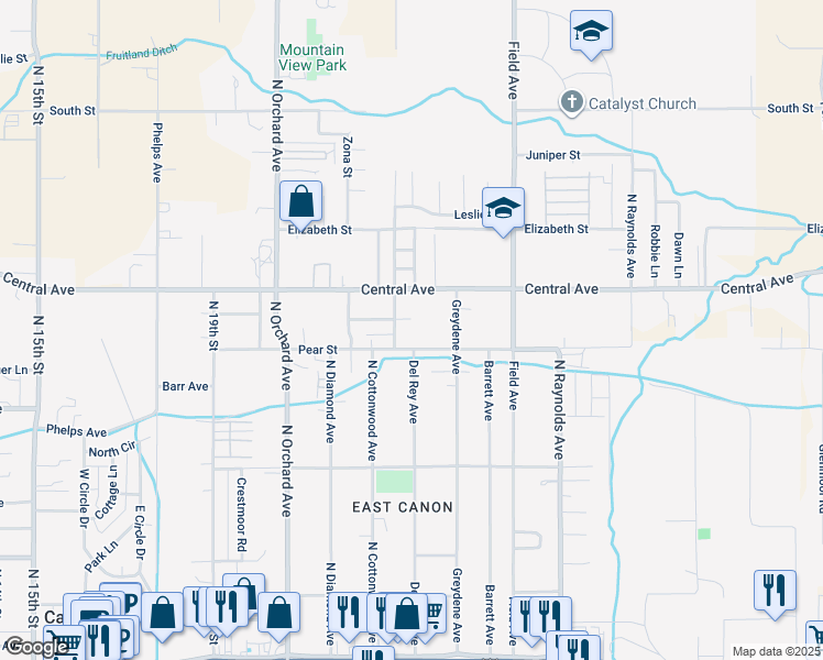 map of restaurants, bars, coffee shops, grocery stores, and more near 760 Surrey Court in Cañon City