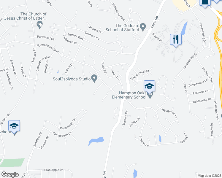 map of restaurants, bars, coffee shops, grocery stores, and more near 72 Northampton Boulevard in Stafford