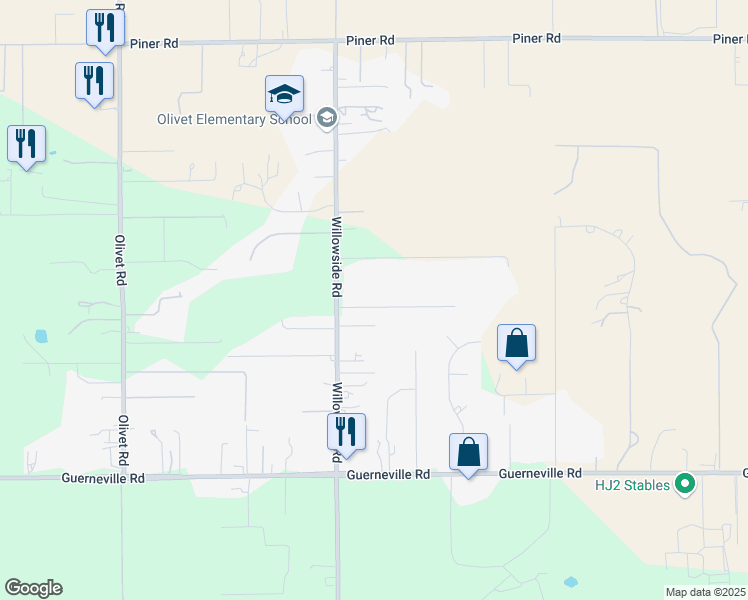 map of restaurants, bars, coffee shops, grocery stores, and more near 3455 Moriconi Drive in Santa Rosa