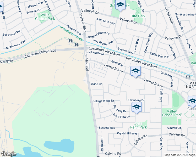map of restaurants, bars, coffee shops, grocery stores, and more near 14 Tyndall Court in Sacramento