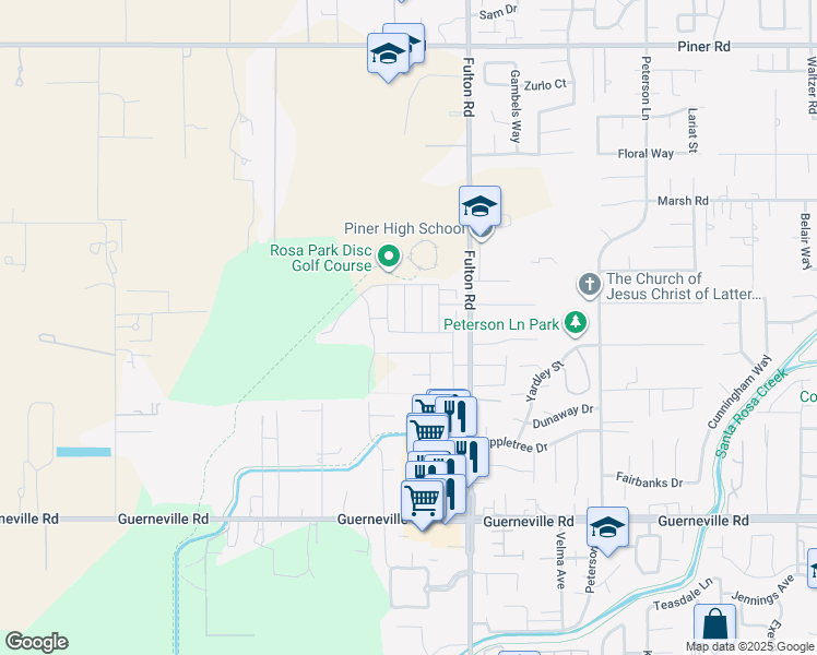 map of restaurants, bars, coffee shops, grocery stores, and more near 2539 Red Willow Drive in Santa Rosa